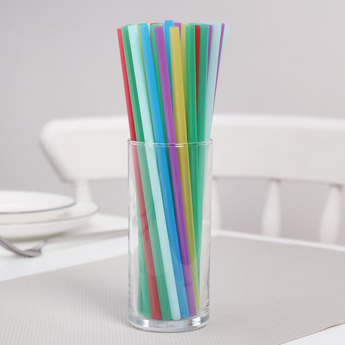 фото Набор одноразовых трубочек для коктейля fresh, 0,7×21 см, 250 шт, цвет микс доляна