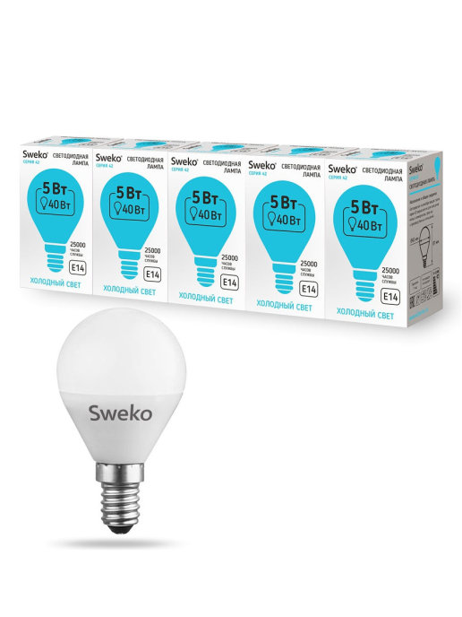 

Лампа светодиодная Sweko 42LED-G45-5W-230-4000K-E14 ( упаковка 5шт.)