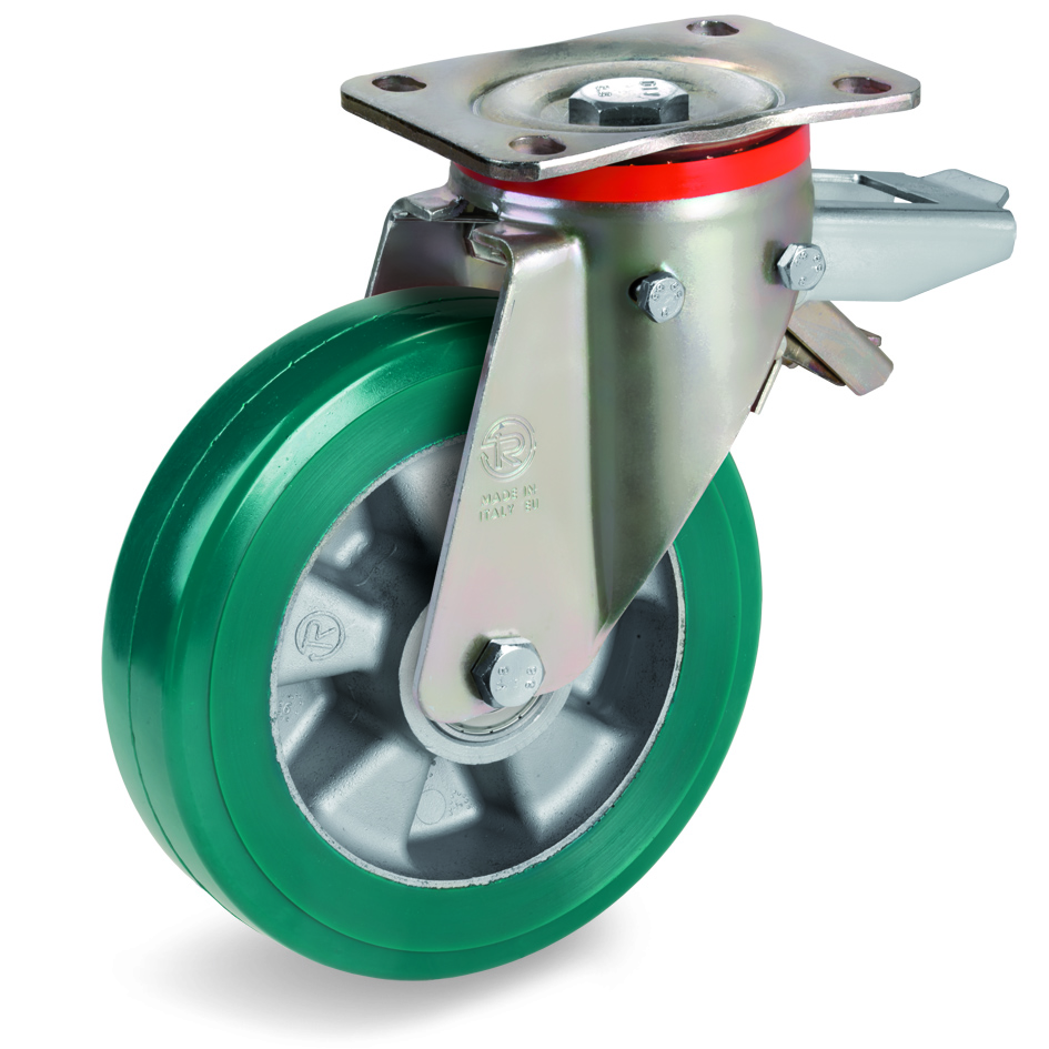 Колесо большегрузное Tellure Rota 627206 колесо большегрузное обрезиненное поворотное с тормозом 150 мм mfk torg ed01 vbr 150 f