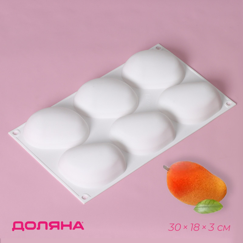 

Форма для муссовых десертов и выпечки Доляна Стоун, 30x18x3 см, 6 ячеек, 9,5x7 см белый
