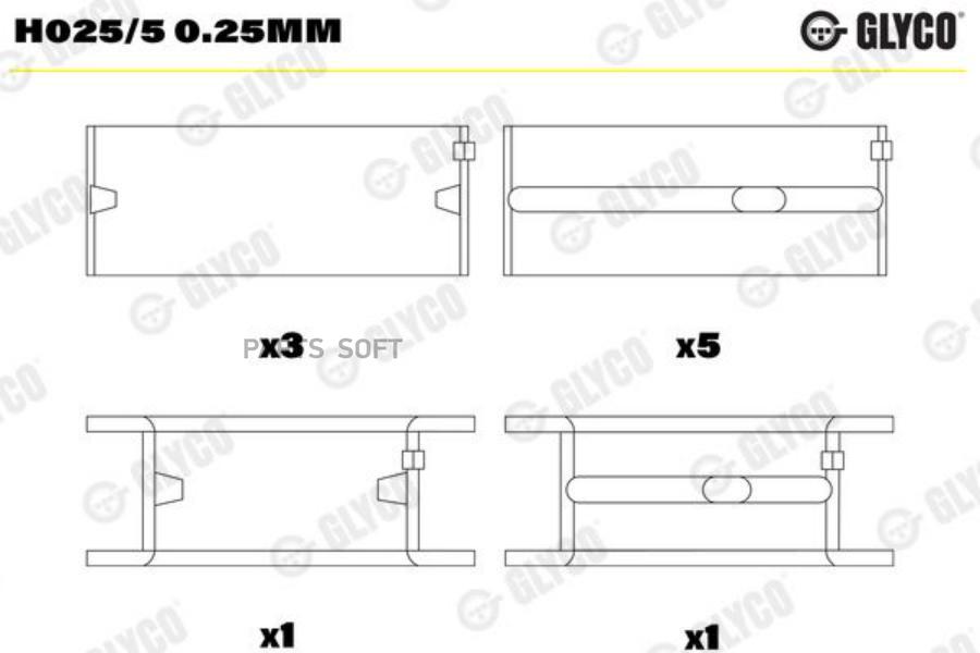 

GLYCO H0255025MM Вкладыши ДВС коренные (к-т)