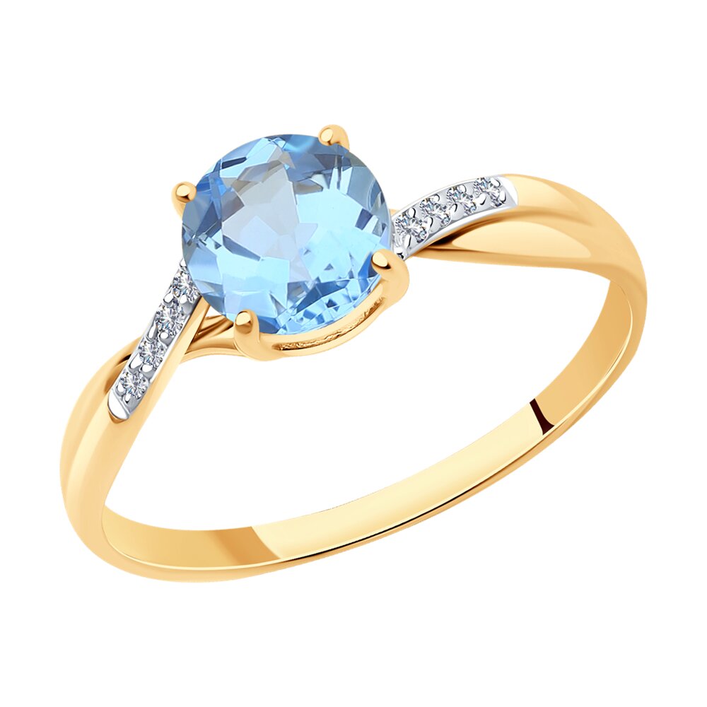 

Кольцо из красного золота с бриллиантом/топазом р. 17,5 SOKOLOV Diamonds 71-00011, 71-00011