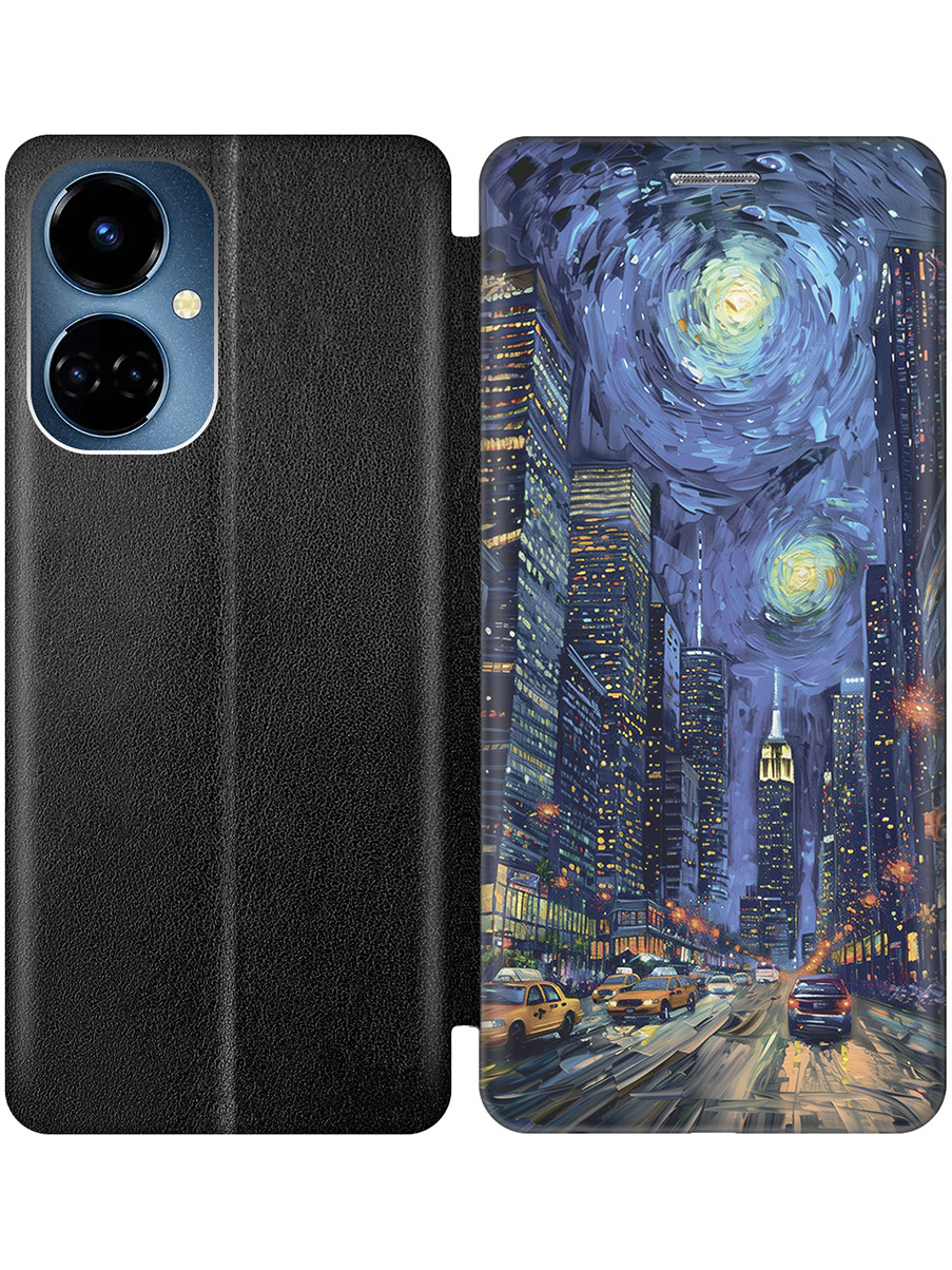 

Чехол-книжка на Tecno Camon 19/19 Pro с принтом "Ночной проспект" черный, Черный;синий, 778675810
