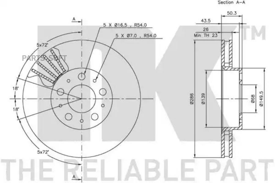 

204841nk_диск тормозной передний 15' wheel volvo c70-v70 2.0-2.5tdi 98>