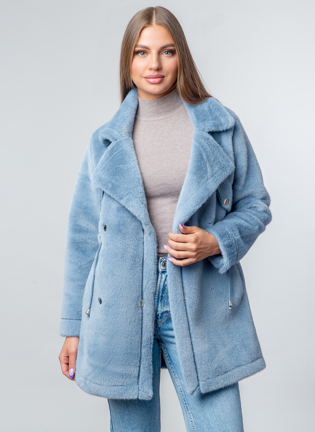 

Шуба женская Rushelly 58550 голубая 46 RU, 58550