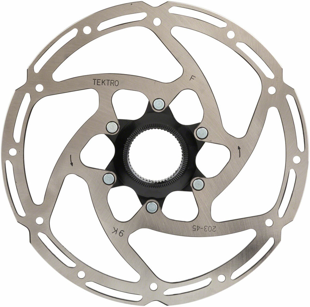

Тормозной диск Tektro TR180-45 с алюминиевым пауком под Center Lock, 180mm, толщина 2,3mm, Серебристый, TR180-45