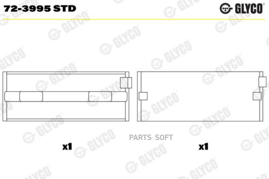 

GLYCO 723995STD Вкладыши ДВС коренные (на 1 шейку)