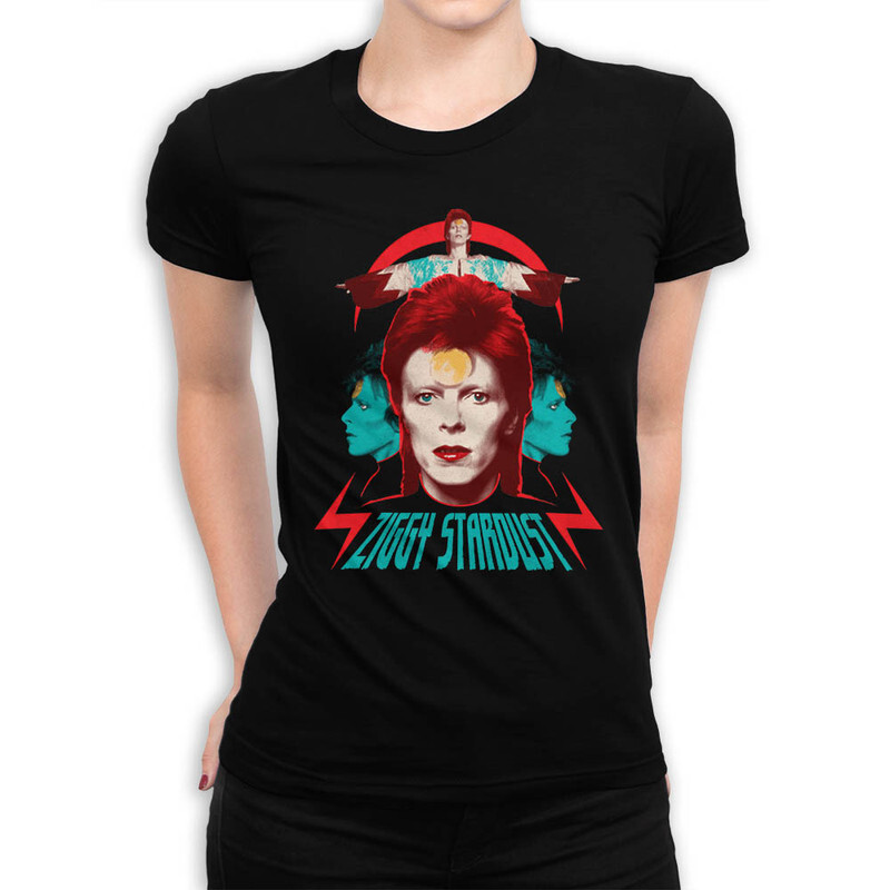 

Футболка женская Dream Shirts David Bowie - Ziggy Stardust 357184111 черная L, David Bowie - Ziggy Stardust 357184111