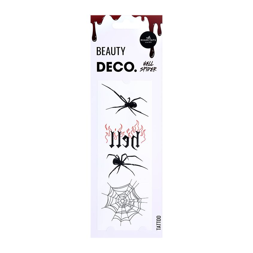 

Набор переводных татуировок для тела Deco Scary by Miami Hell Spider, Черный