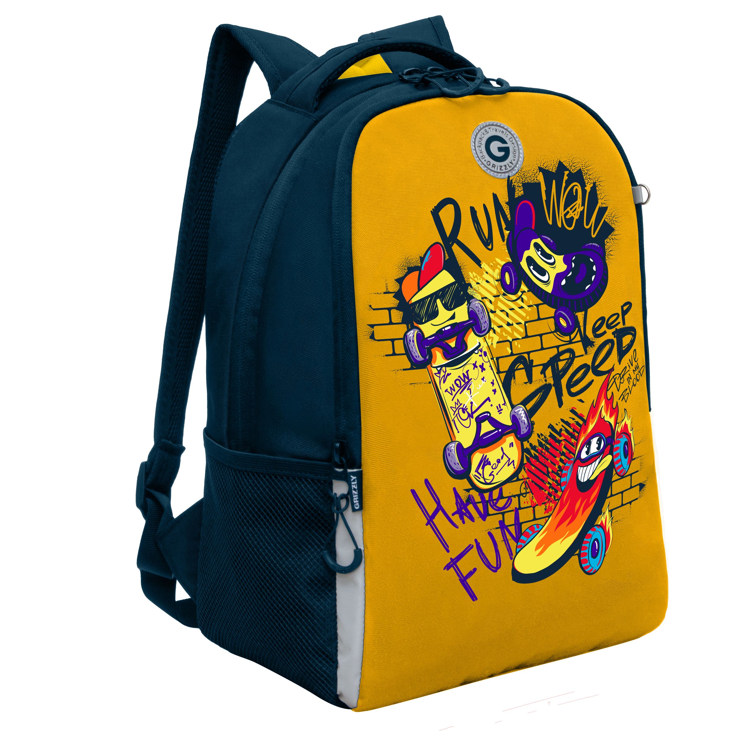 Рюкзак школьный GRIZZLY легкий с жесткой спинкой, 2 отделения, для мальчика RB-451-7/2 рюкзак школьный grizzly легкий с жесткой спинкой 2 отделения rb 451 3 1