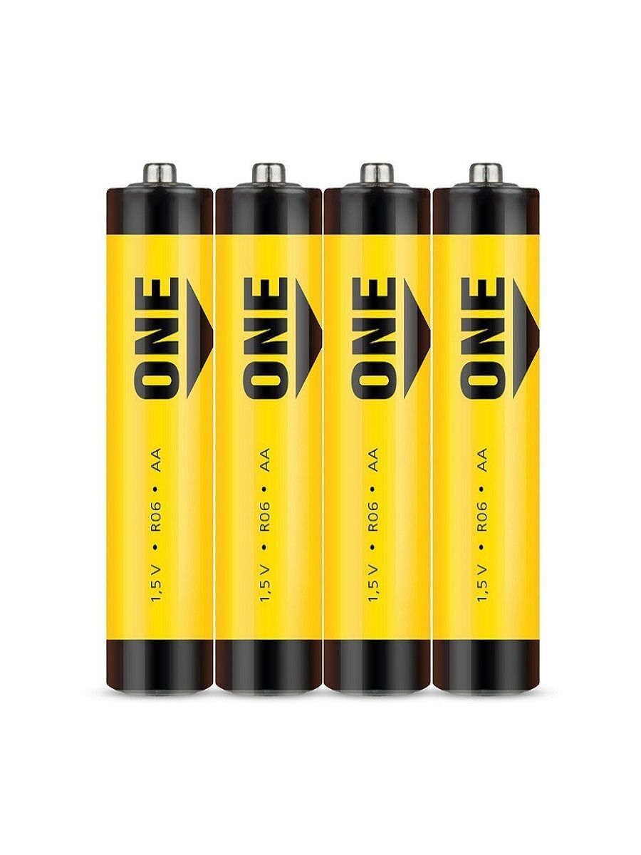 Батарейка One R6/4S ОН001 солевая, желтый, 4шт батарейка облик d r20 солевая 1 5 в 2 шт 775
