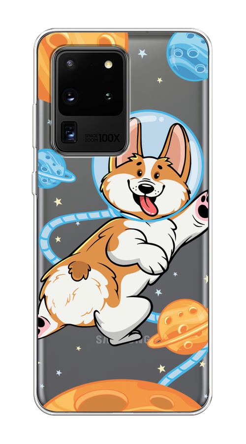 

Чехол на Samsung Galaxy S20 Ultra "Корги-космонавт", Голубой;бежевый;белый, 29450-1