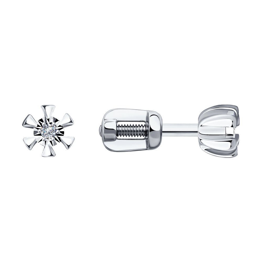 

Серьги пусеты из белого золота SOKOLOV Diamonds 1021494, бриллиант, 1021494