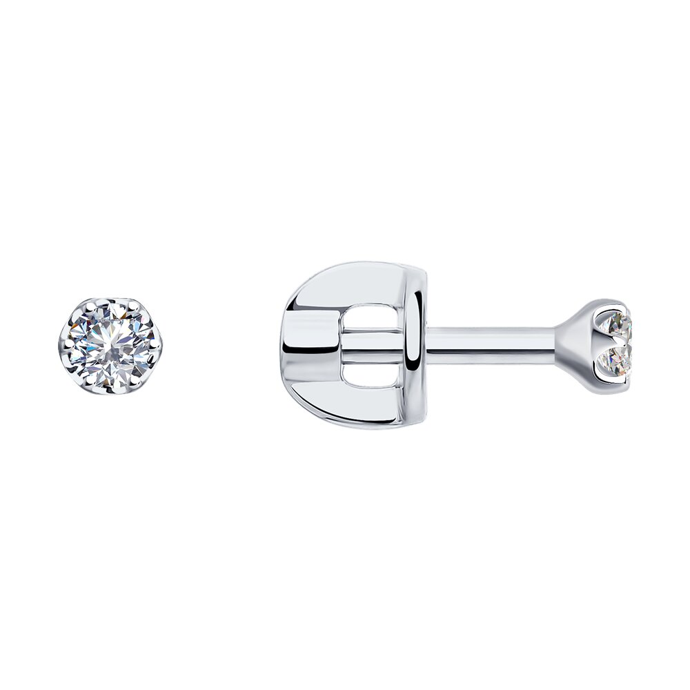 

Серьги пусеты из белого золота SOKOLOV Diamonds 1021752-3, бриллиант, 1021752-3