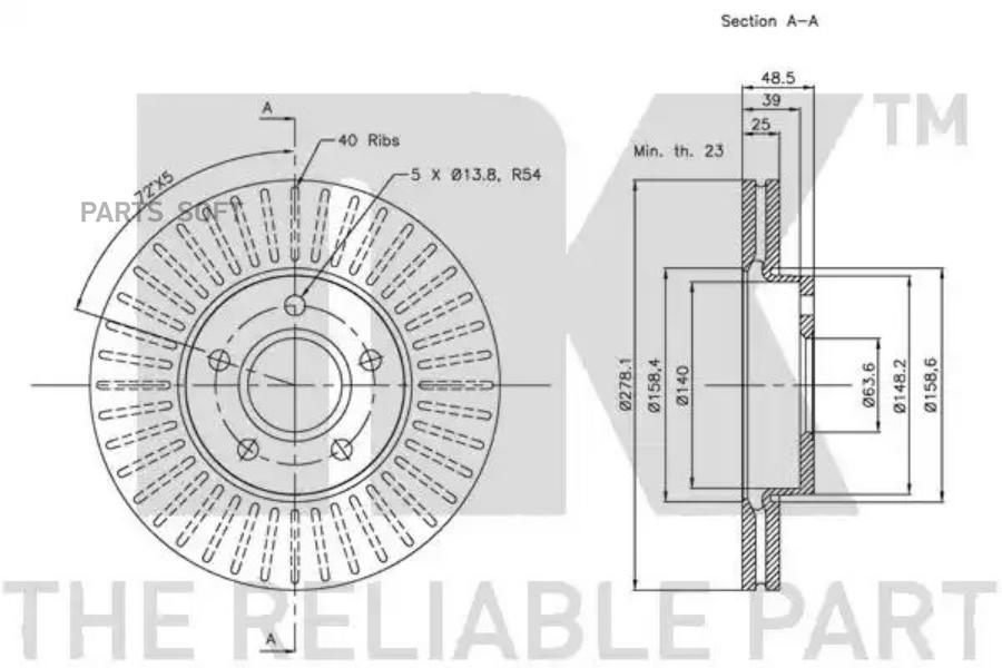 

314848nk_диск тормозной передний с покрыт. ford c-max/focus ii 04>, volvo c30 06>/s40 ii