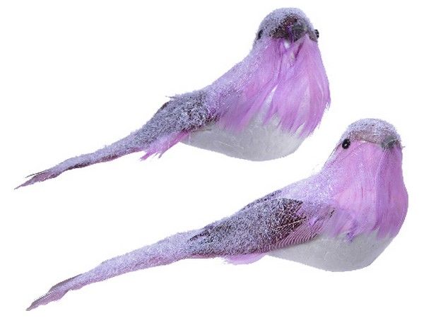Набор елочных игрушек Kaemingk птички-неженки на клипсе 727081 5 см фиолетовый 2 шт.