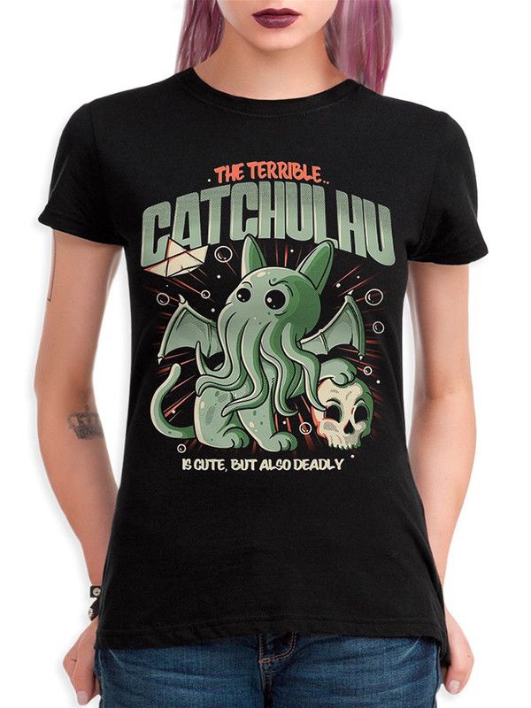 

Футболка женская DreamShirts Studio Котик Ктулху - Лавкрафт KIT-00081-1 черная L, Черный, Котик Ктулху - Лавкрафт KIT-00081-1