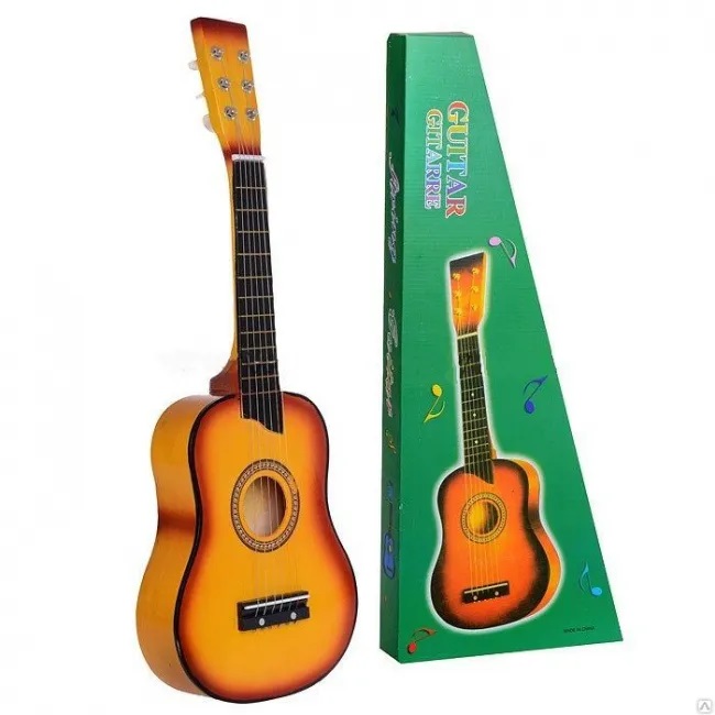 Акустическая деревянная гитара детская Zhorya , 6 струн 64 см гитара акустическая санберст 104см с вырезом