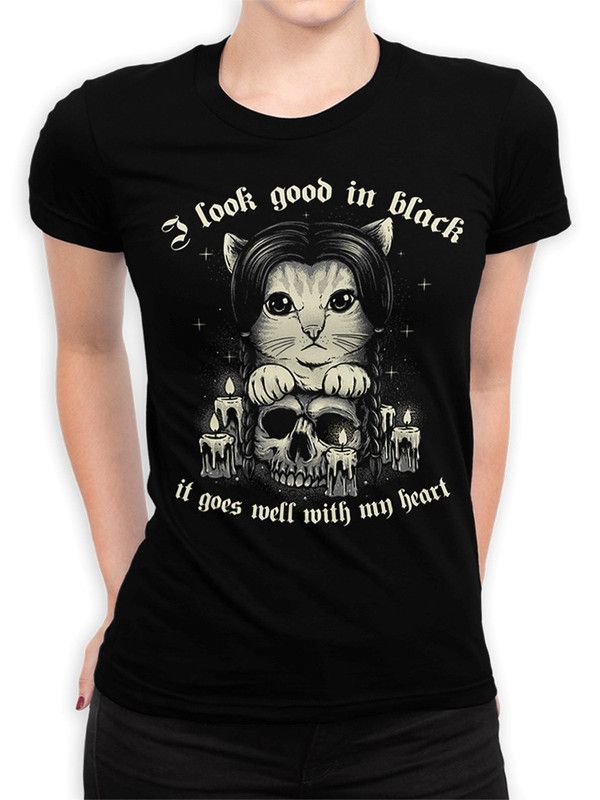 

Футболка женская DreamShirts Studio Кошка Уэнсдей Аддамс - Wednesday 1 черная M, Черный, Кошка Уэнсдей Аддамс - Wednesday 1