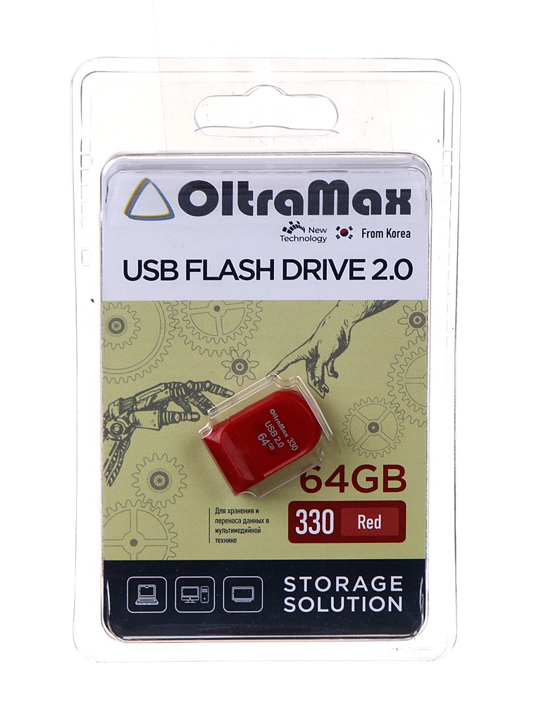 

Флешка Oltramax 330 64ГБ Red (OM-64GB-330-Red), 330