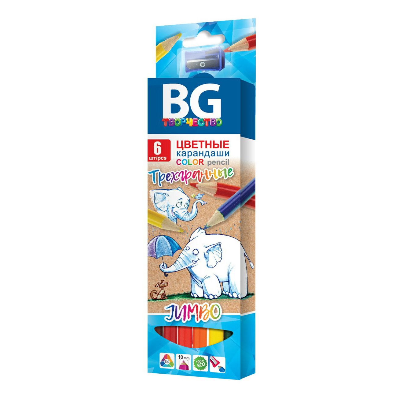 Карандаши цветные BG Jumbo 6 цветов 6 шт