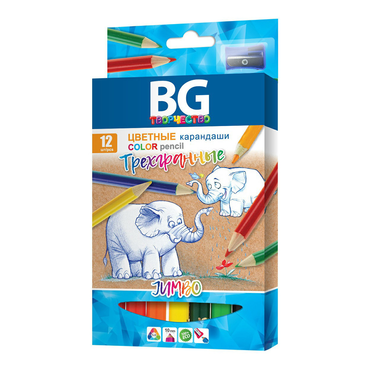 фото Карандаши цветные bg jumbo 12 цветов 12 шт