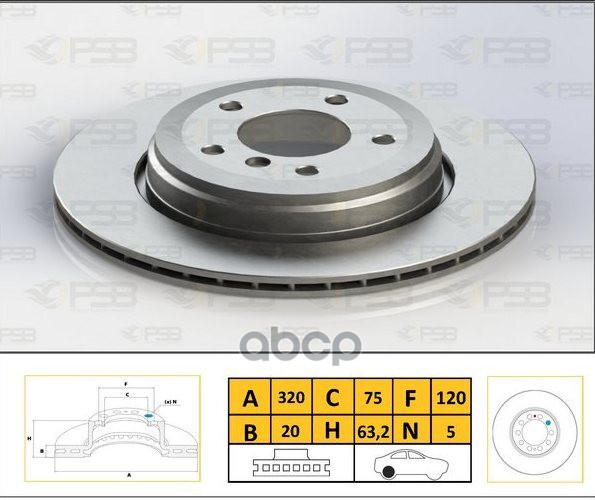 

Диск тормозной задн BMW Serie 5 E60 03-10, Serie 5 E61 04-, Serie 6 E63 04-, Serie 6 E64 0