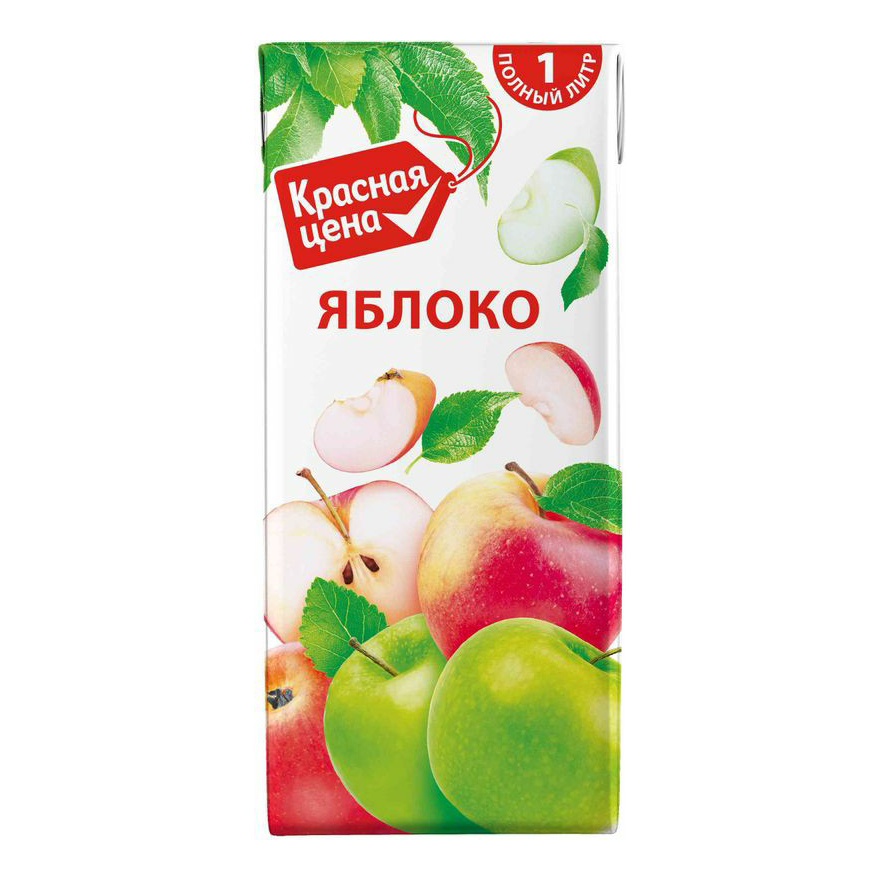 Напиток сокосодержащий Красная цена Яблоко осветленный 1 л