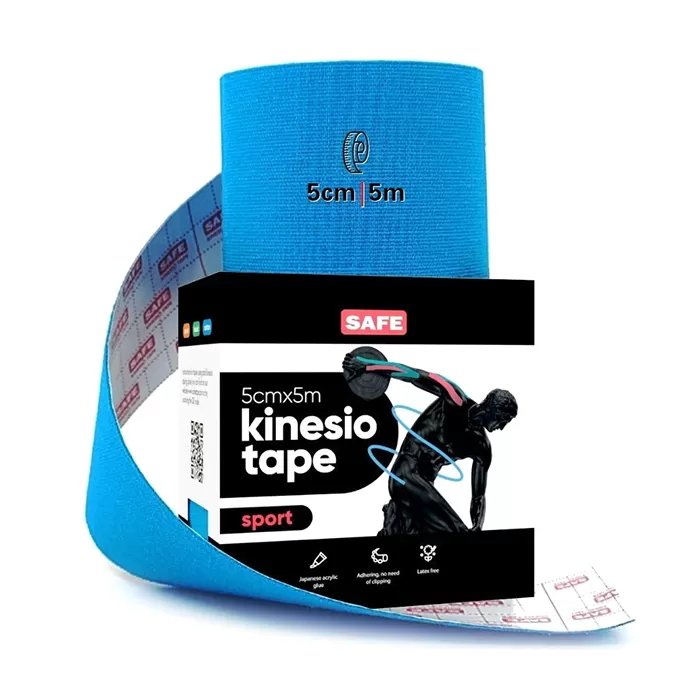 фото Кинезио тейп для тела safespot kinesiology body tape sport (5см*5м), синий