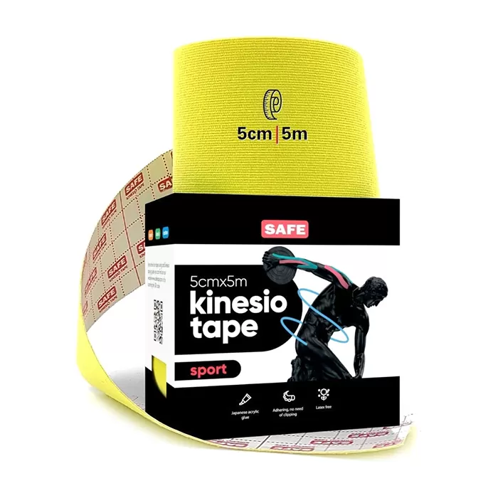 фото Кинезио тейп для тела safespot kinesiology body tape sport (5см*5м), неоновый желтый