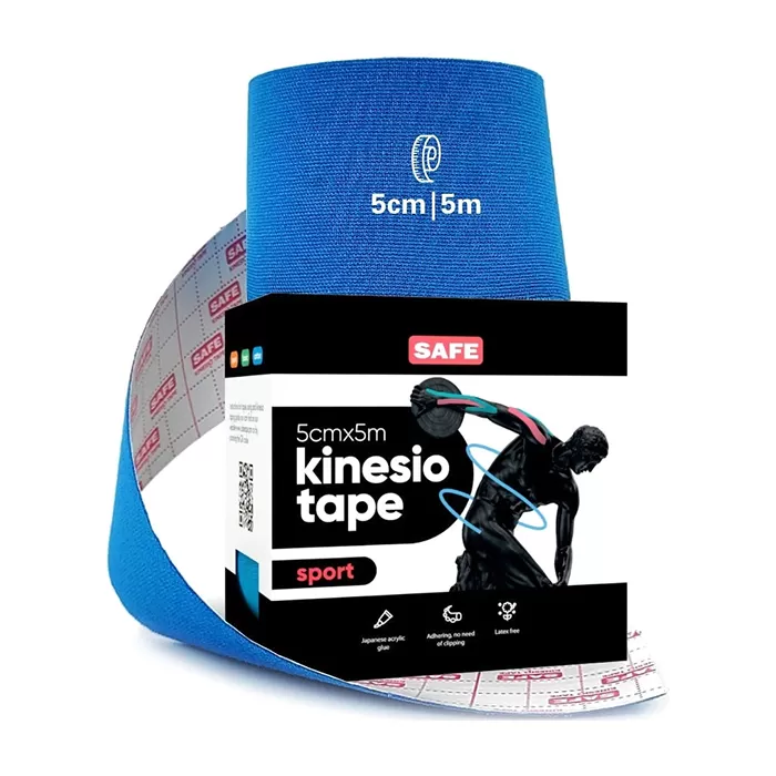 фото Кинезио тейп для тела safespot kinesiology body tape sport (5см*5м), тёмно-синий