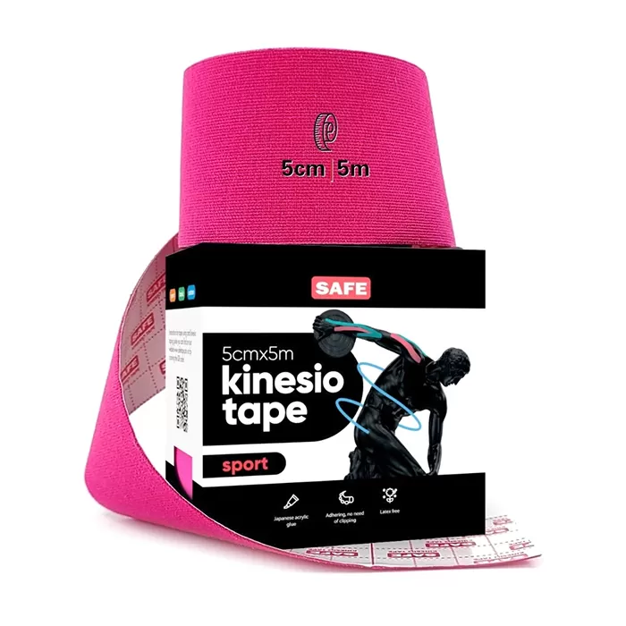 фото Кинезио тейп для тела safespot kinesiology body tape sport (5см*5м), розовый