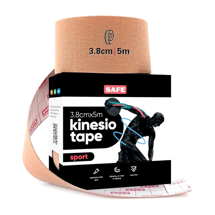 фото Кинезио тейп для тела safespot kinesiology body tape sport (3,8см*5м), телесный