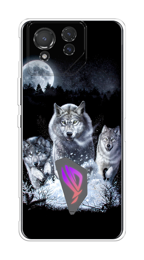 

Чехол на Asus ROG Phone 8 "Стая волков под луной", Черный;белый;серый, 45150-1