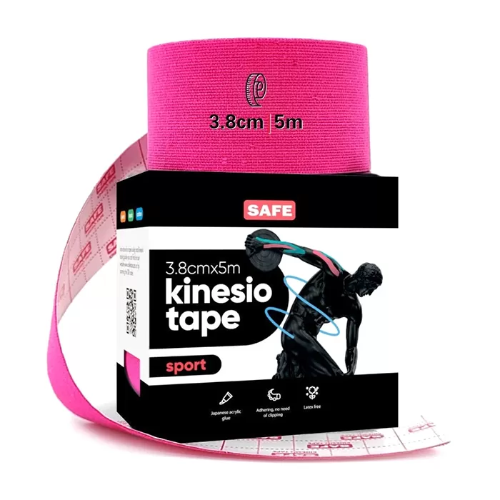 фото Кинезио тейп для тела safespot kinesiology body tape sport (3,8см*5м), розовый