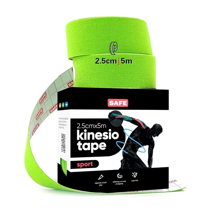 фото Кинезио тейп для тела safespot kinesiology body tape sport (2,5см*5м*2 шт.), зеленый