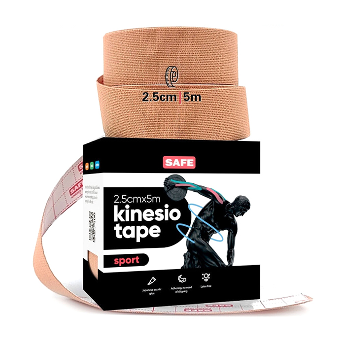 фото Кинезио тейп для тела safespot kinesiology body tape sport (2,5см*5м*2 шт.), телесный