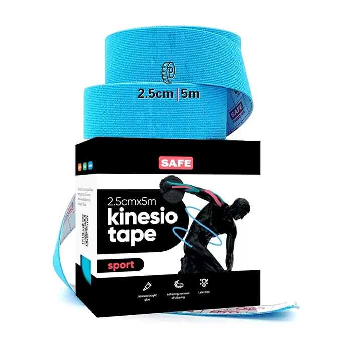 фото Кинезио тейп для тела safespot kinesiology body tape sport (2,5см*5м*2 шт.), голубой