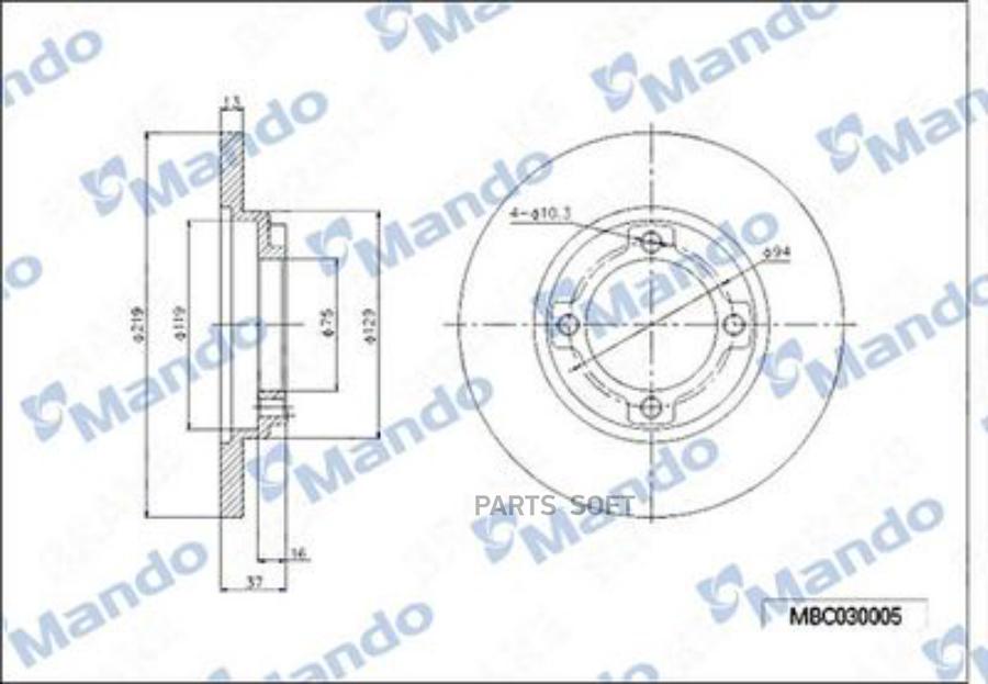 

Диск Тормозной Hyundai Solaris (10-) Kia Rio (11-) Задний (1Шт.) Mando Mando арт. MBC03000