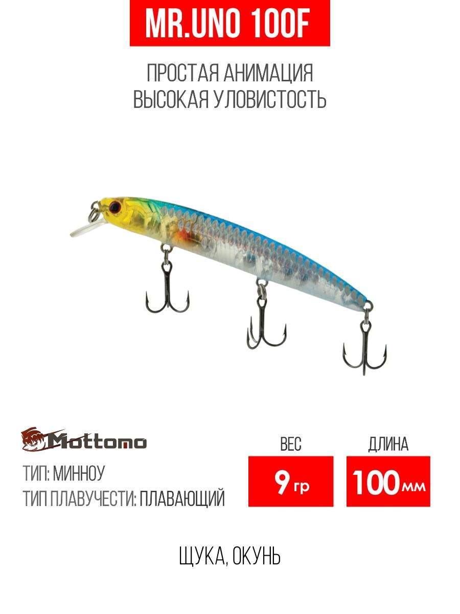 

Воблер Mottomo Mr.Uno 100F 9g Blue Scales, Разноцветный, Mr.Uno