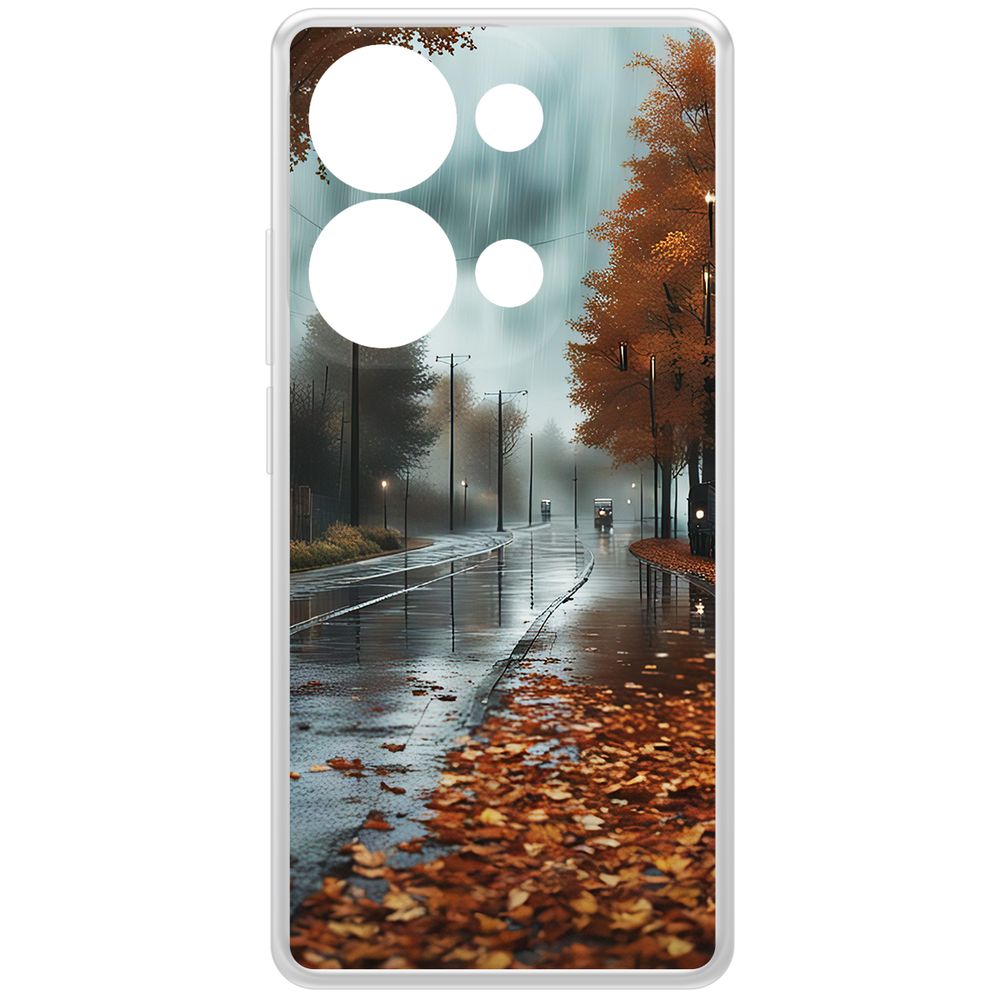 

Чехол-накладка Krutoff Clear Case Осенний дождь для Xiaomi Poco M6 Pro 4G, Прозрачный