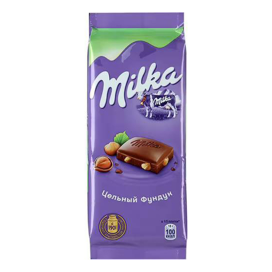 Плитка Milka молочная с цельным фундуком 100 г