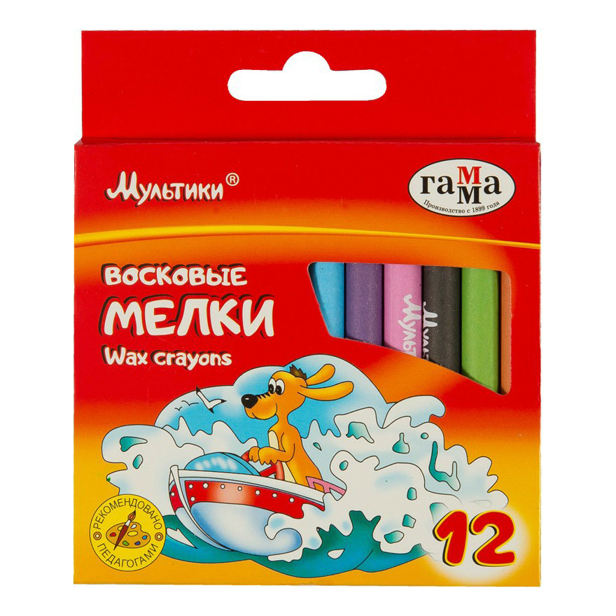 

Мелки восковые Гамма Мультики круглые 12 цветов