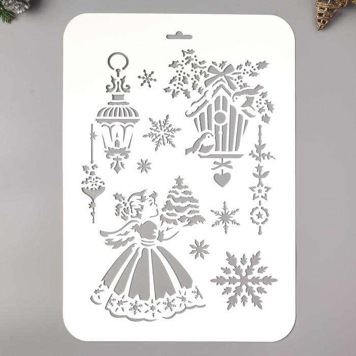 

Трафарет пластик Новогодние огни, Белый