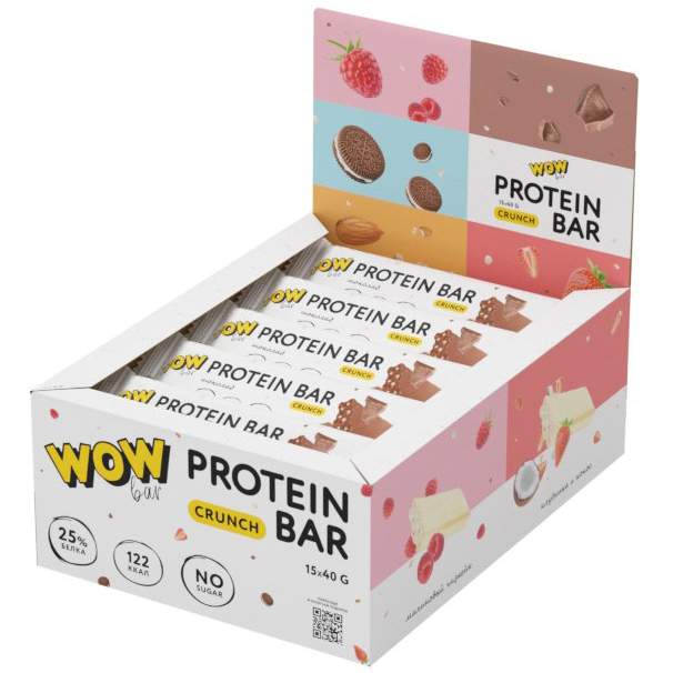 Протеиновые батончики WOWBAR Protein Bar Crunch шоколад 15 шт х 40 г 1485₽