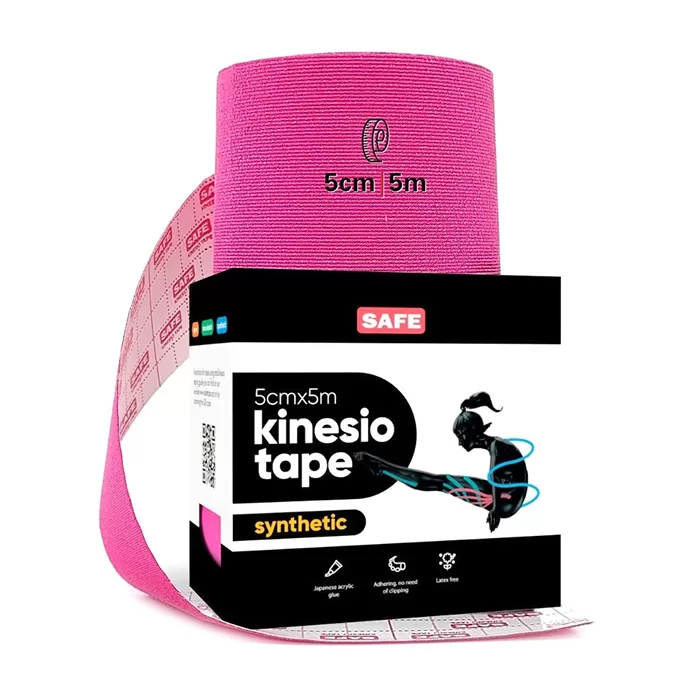 фото Кинезио тейп для тела safespot kinesiology body tape synthetic (5см*5м), розовый