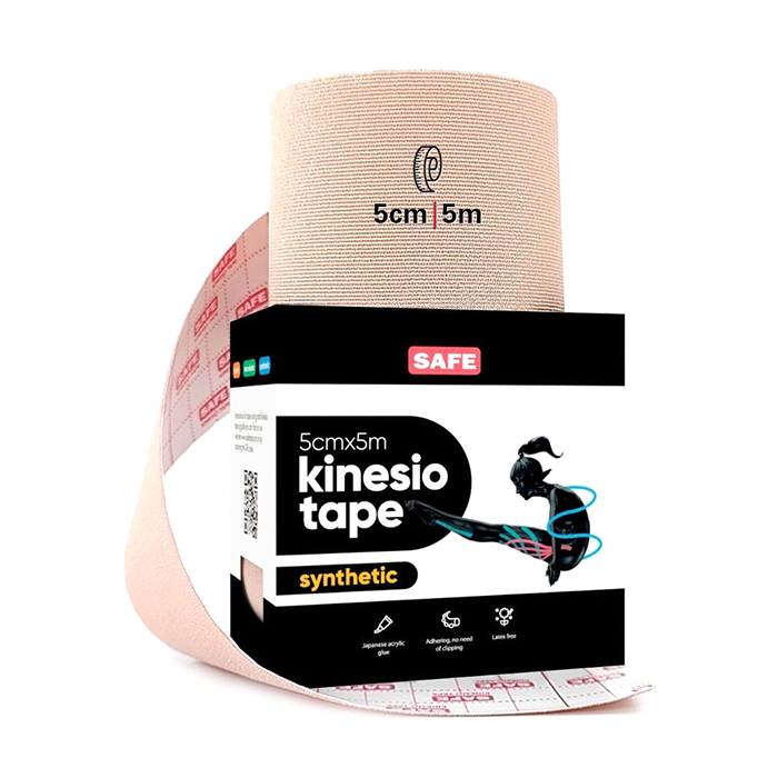 фото Кинезио тейп для тела safespot kinesiology body tape synthetic (5см*5м), телесный