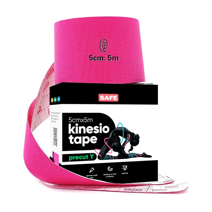 фото Кинезио тейп для тела safespot kinesiology body tape precut y (5см*5м), розовый