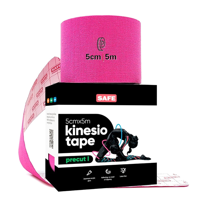 фото Кинезио тейп для тела safespot kinesiology body tape precut i (5см*5м), розовый