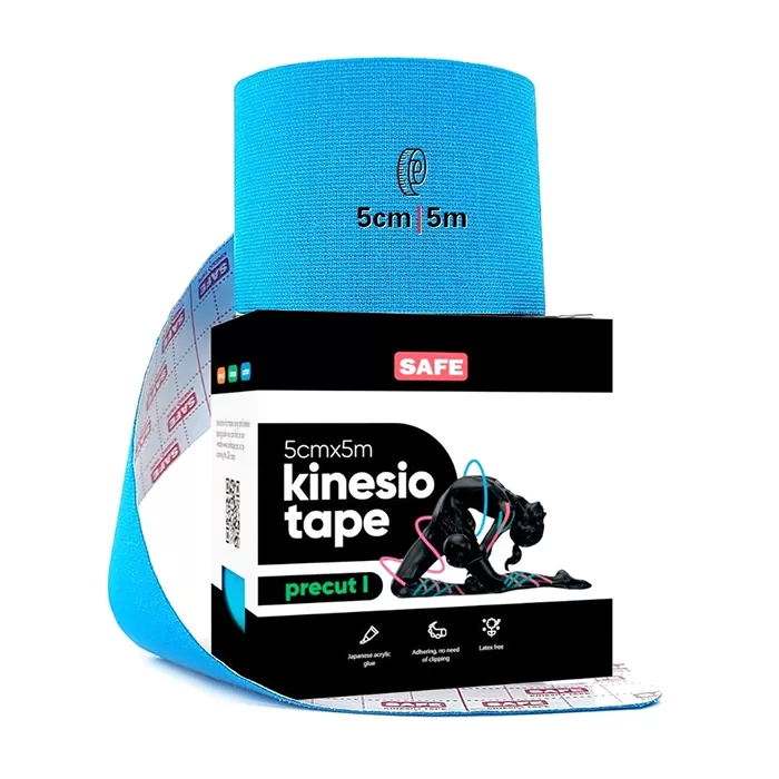 фото Кинезио тейп для тела safespot kinesiology body tape precut i (5см*5м), синий